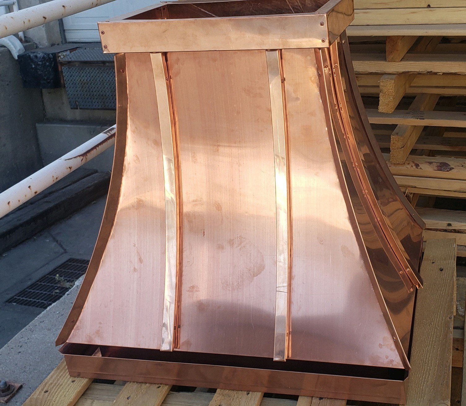 Custom copper chimney shroud